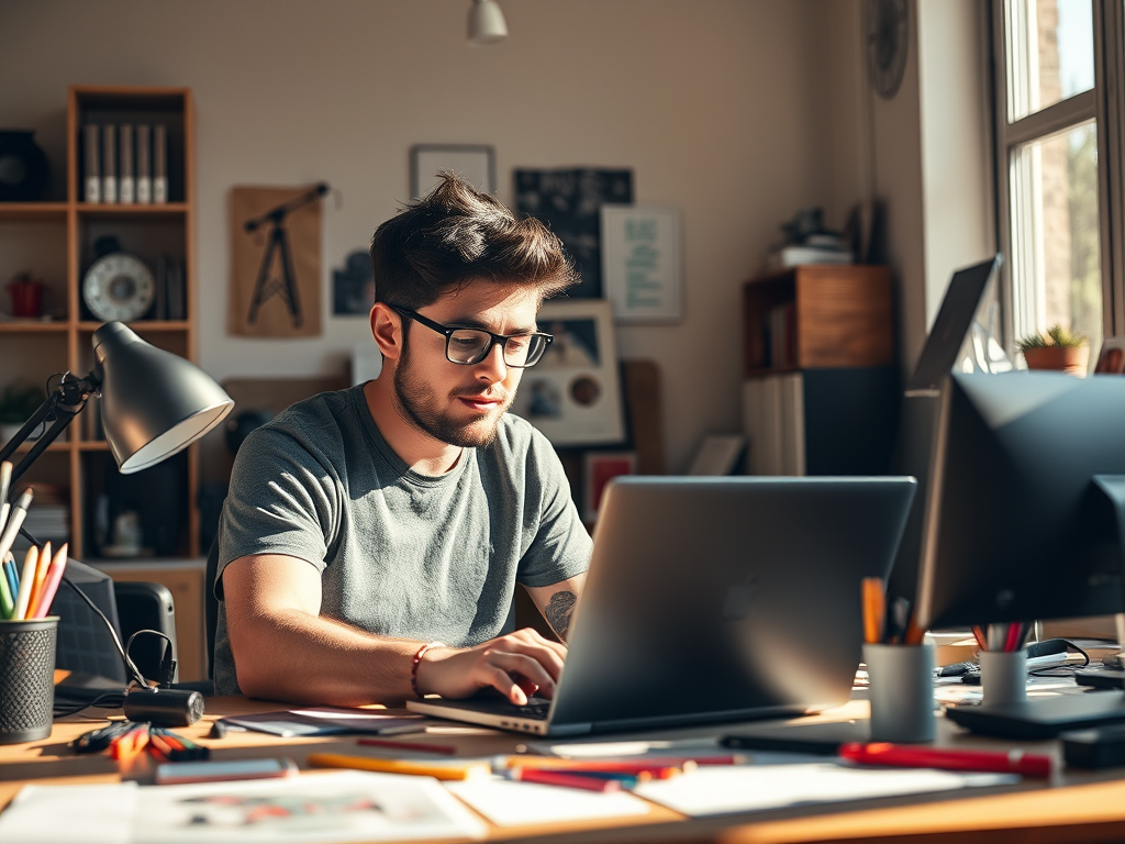 artist working on laptop